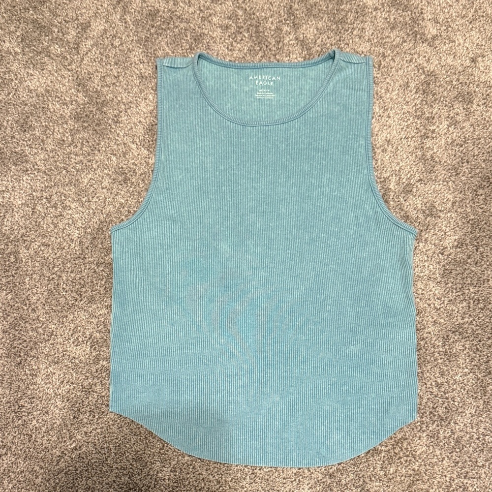 American Eagle NWOT Teal Ribbed Scoop Neck Tank